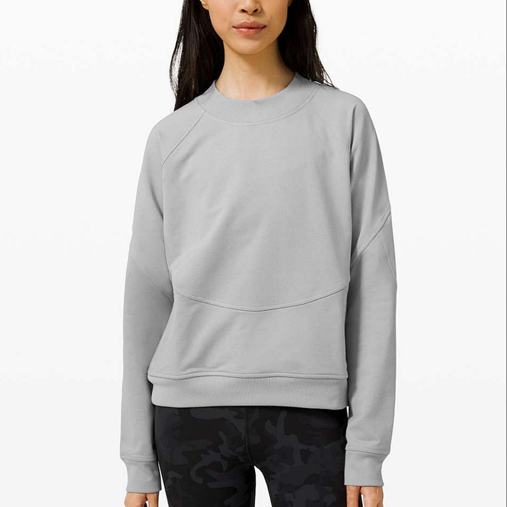 Lululemon City Sweat Crew Neck Sweatshirt Size 12 in Light Grey